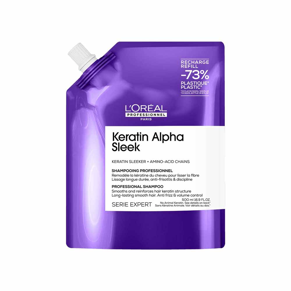 L'Oréal Professionnel Serie Expert Keratin Alpha Sleek Recharge Shampoing Cheveux Sujets aux Frisottis et Indisciplinés 500ml