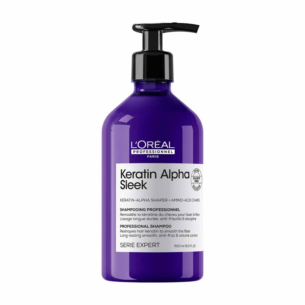 L'Oréal Professionnel Serie Expert Keratin Alpha Sleek Shampoing à la Kératine Cheveux Sujets aux Frisottis et Indisciplinés 500ml