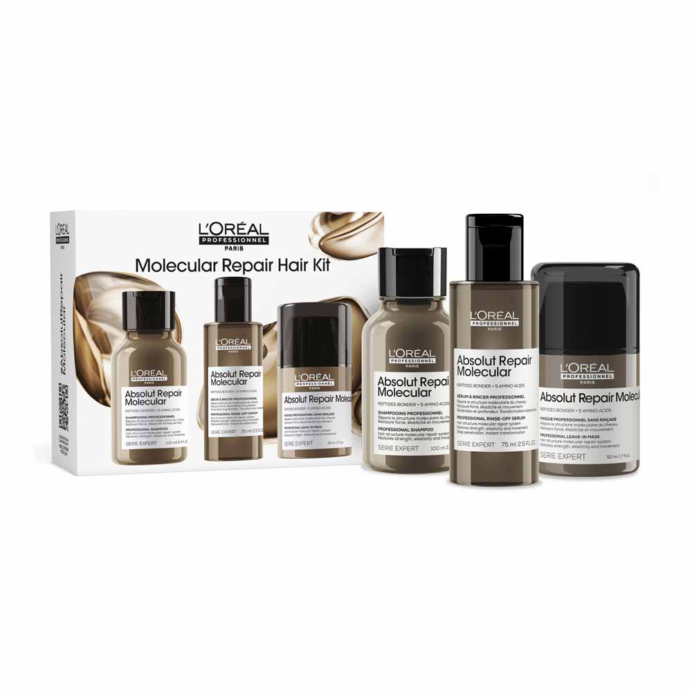 L'Oréal Professionnel Absolut Repair Molecular Kit Shampoing Réparateur Sérum à Rincer et Masque Cheveux Abîmés