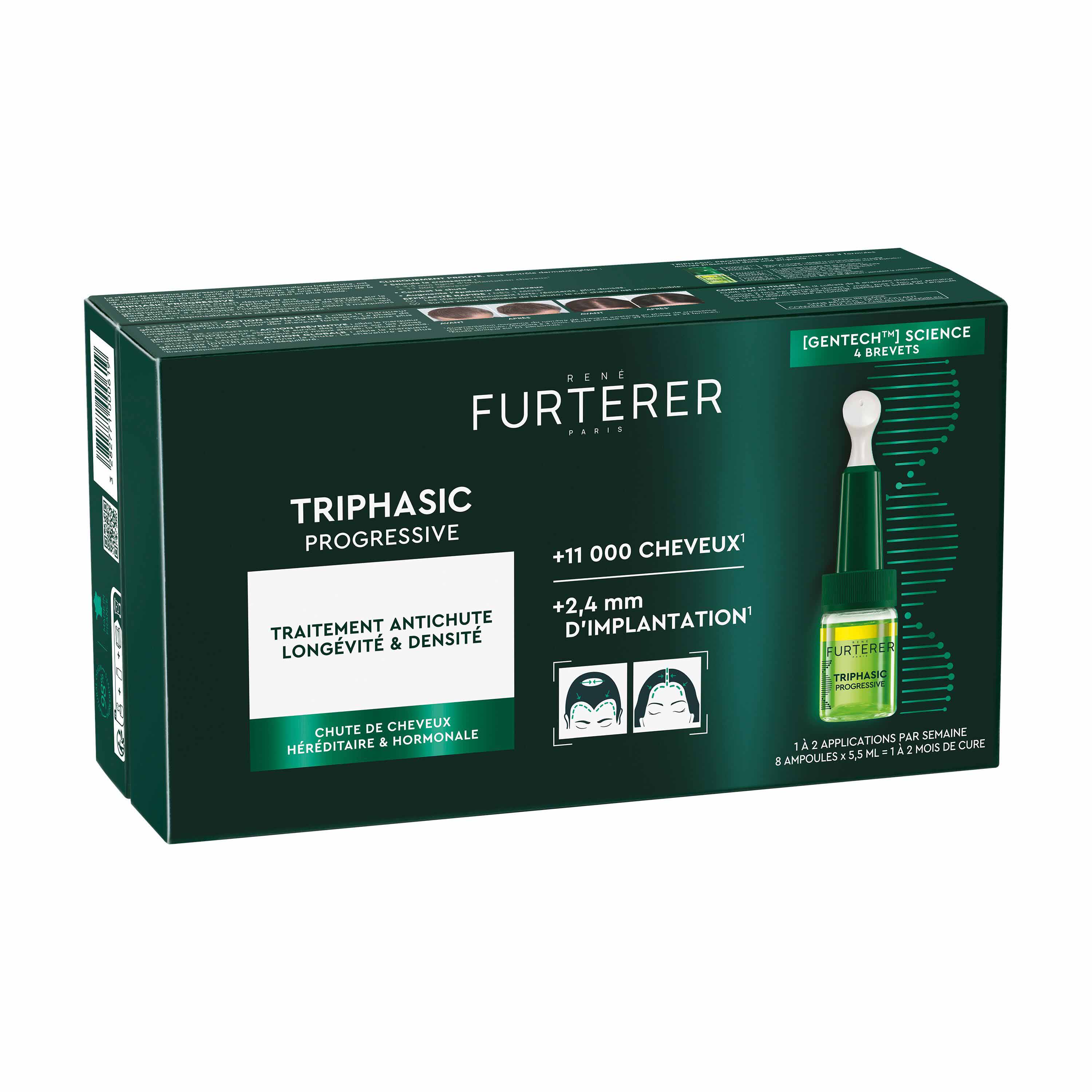 René Furterer Triphasic Traitement Antichute Progressive Longévité et Densité 8 ampoules